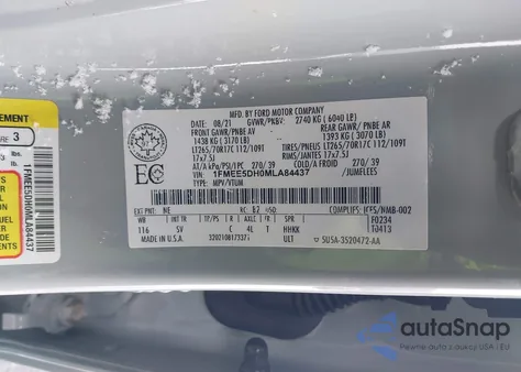 2021 Ford Bronco Black Diamond z USA, uszkodzony, nr VIN 1FMEE5DH0MLA84437